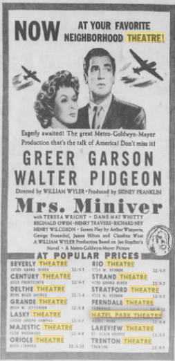 Hazel Park Theatre - 1942 Ad